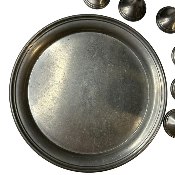 Preisner Pewter No.2023 Tray 8 inch and 6 Cordial Goblet Cups 3.75 inches Tall - Picture 7 of 12